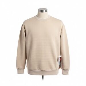 Obermeyer Polartec Quilted Pullover S Cream Beige Fleece Ski Cabin Sweatshirt